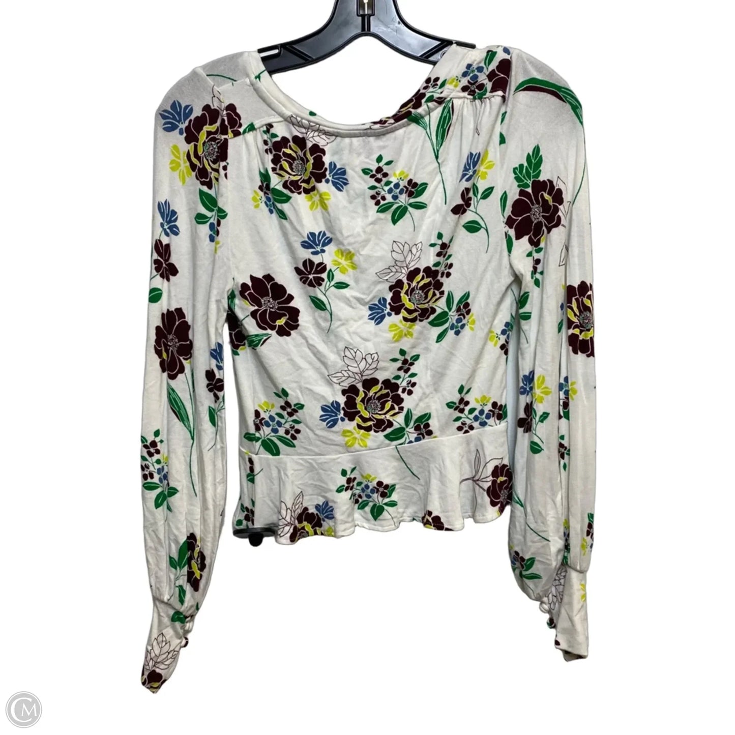 Top Long Sleeve By Free People In Green & White, Size: Xs
