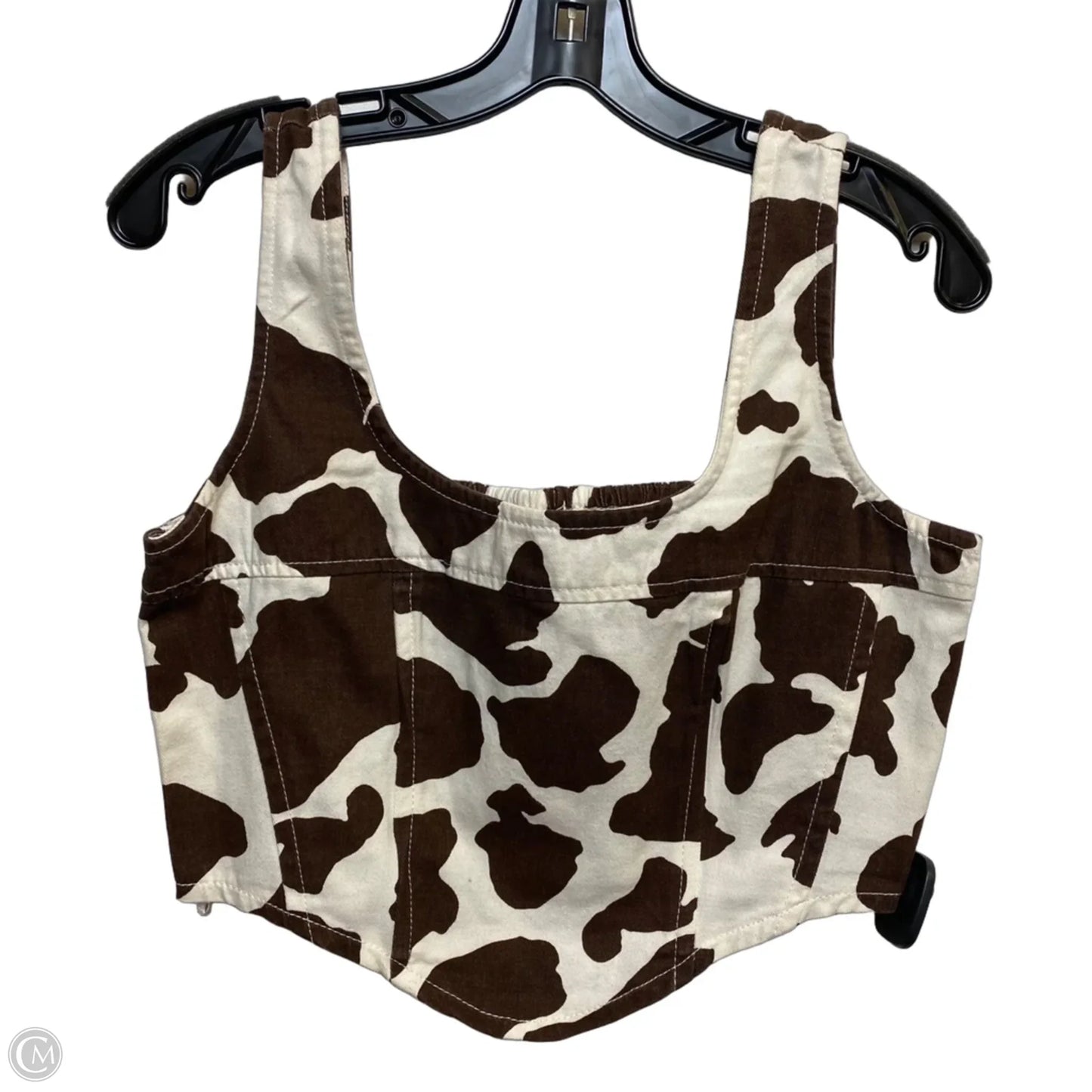 Top Sleeveless By Lone Star In Brown & Cream, Size: L