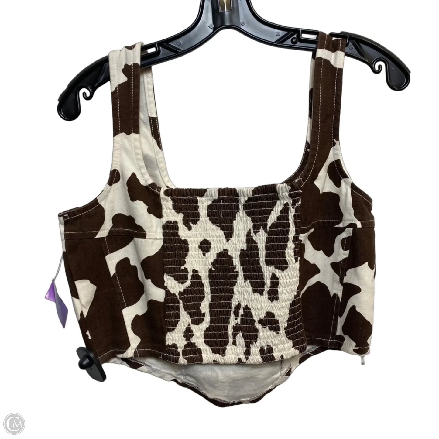 Top Sleeveless By Lone Star In Brown & Cream, Size: L