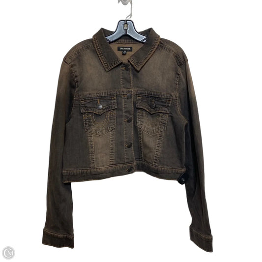 Jacket Designer By True Religion In Brown Denim, Size: 2x