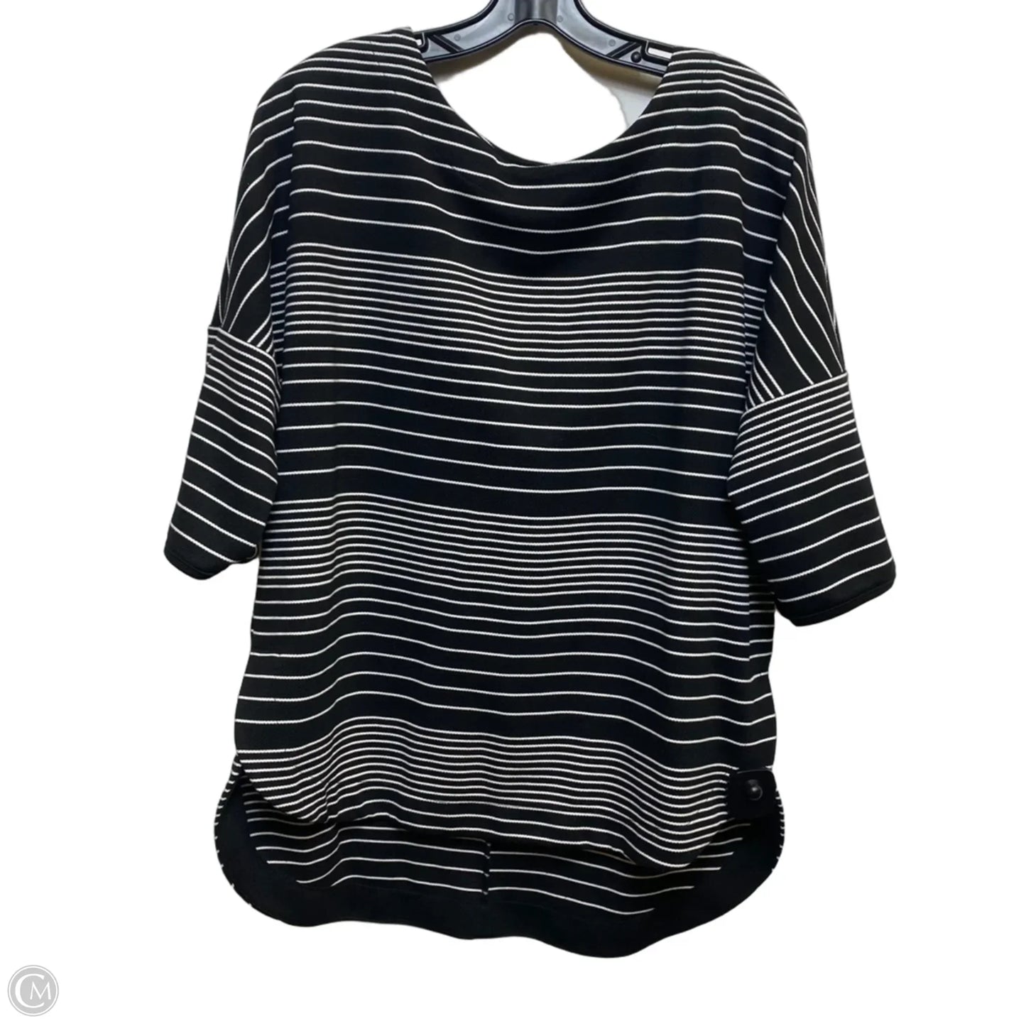 Top Short Sleeve By Max Studio In Black & White, Size: L