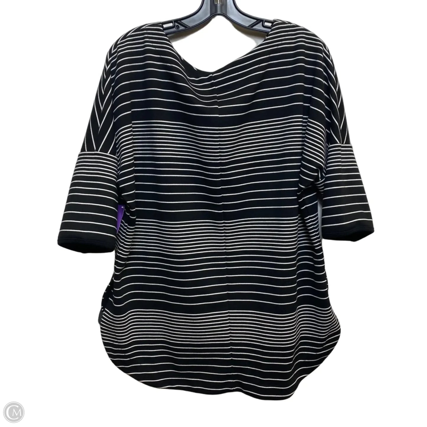 Top Short Sleeve By Max Studio In Black & White, Size: L