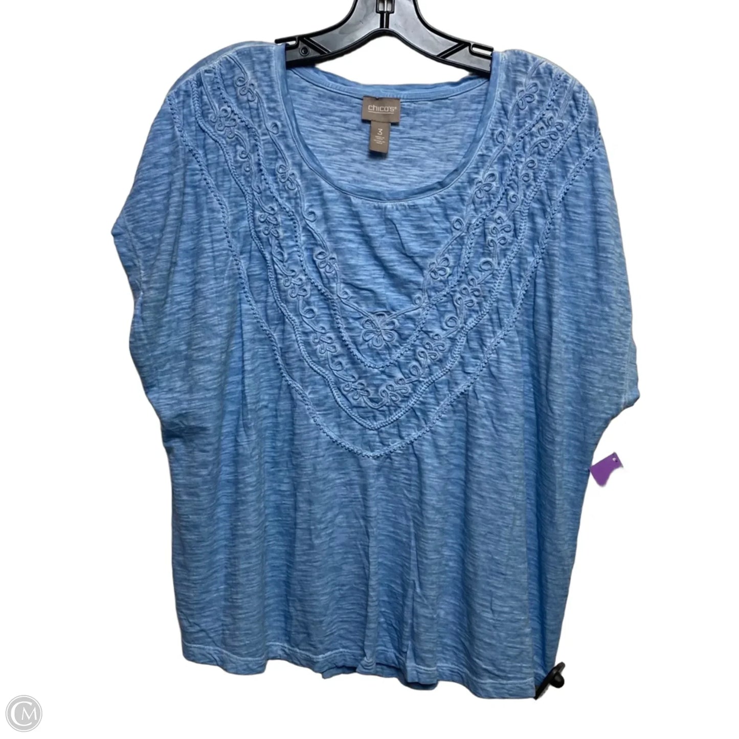 Top Short Sleeve By Chicos In Blue, Size: Xl