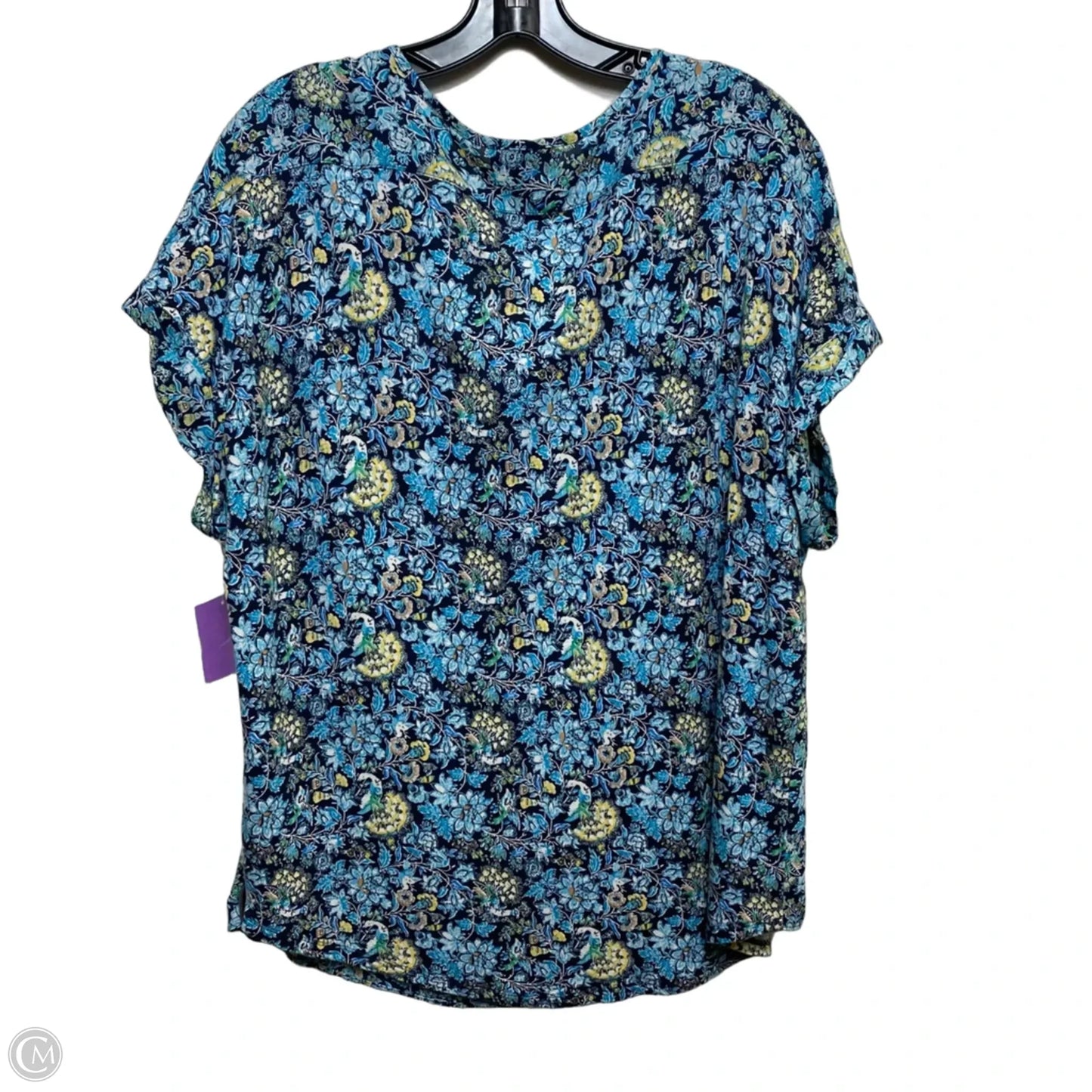 Top Short Sleeve By Loft In Blue & Green, Size: Xl