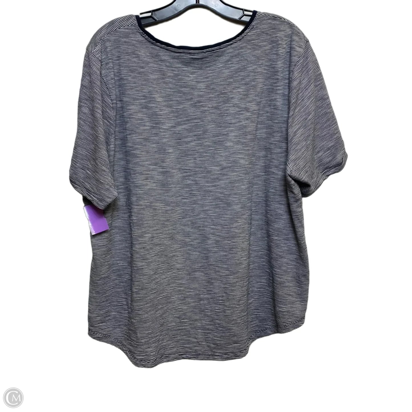 Top Short Sleeve By Chicos In Blue & White, Size: Xl