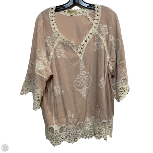 Top 3/4 Sleeve By Democracy In Tan, Size: 1x