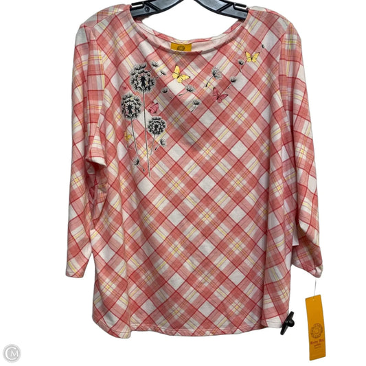 Top 3/4 Sleeve By Ruby Rd In Pink & White, Size: Xlp