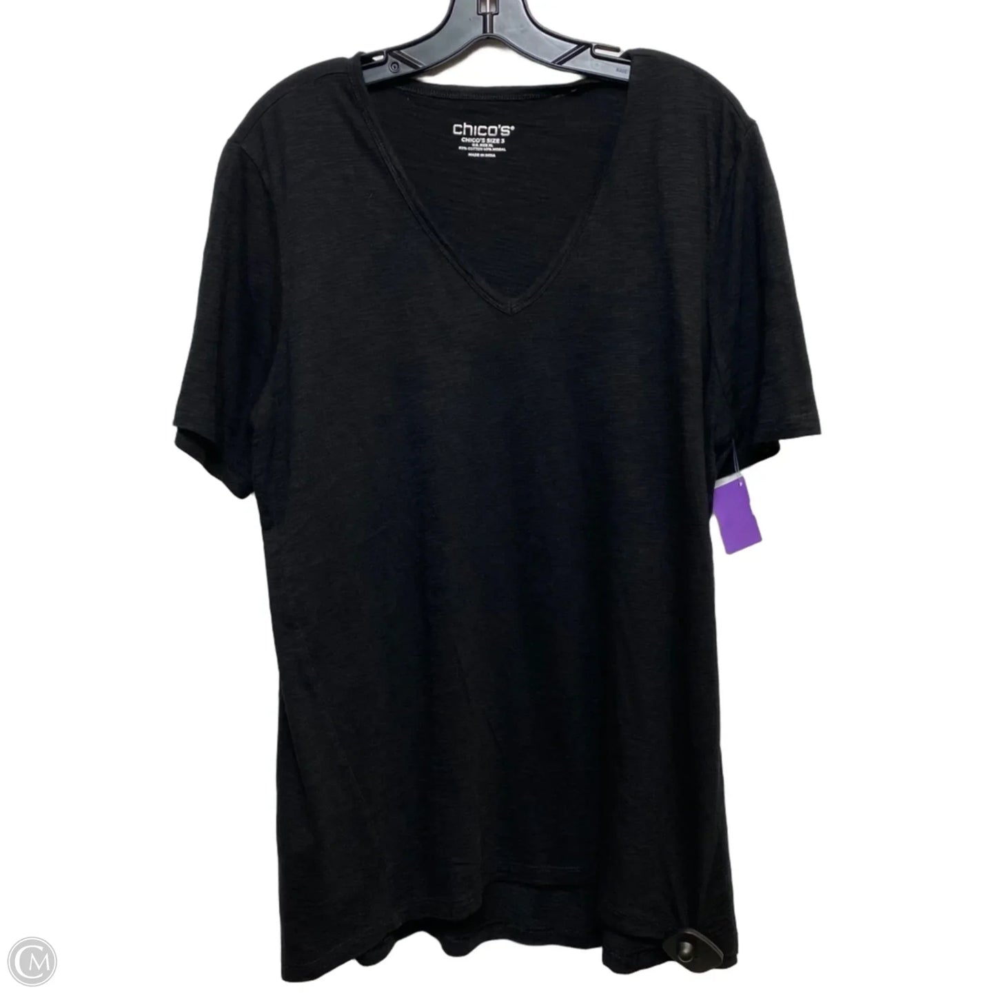 Top Short Sleeve By Chicos In Black, Size: Xl