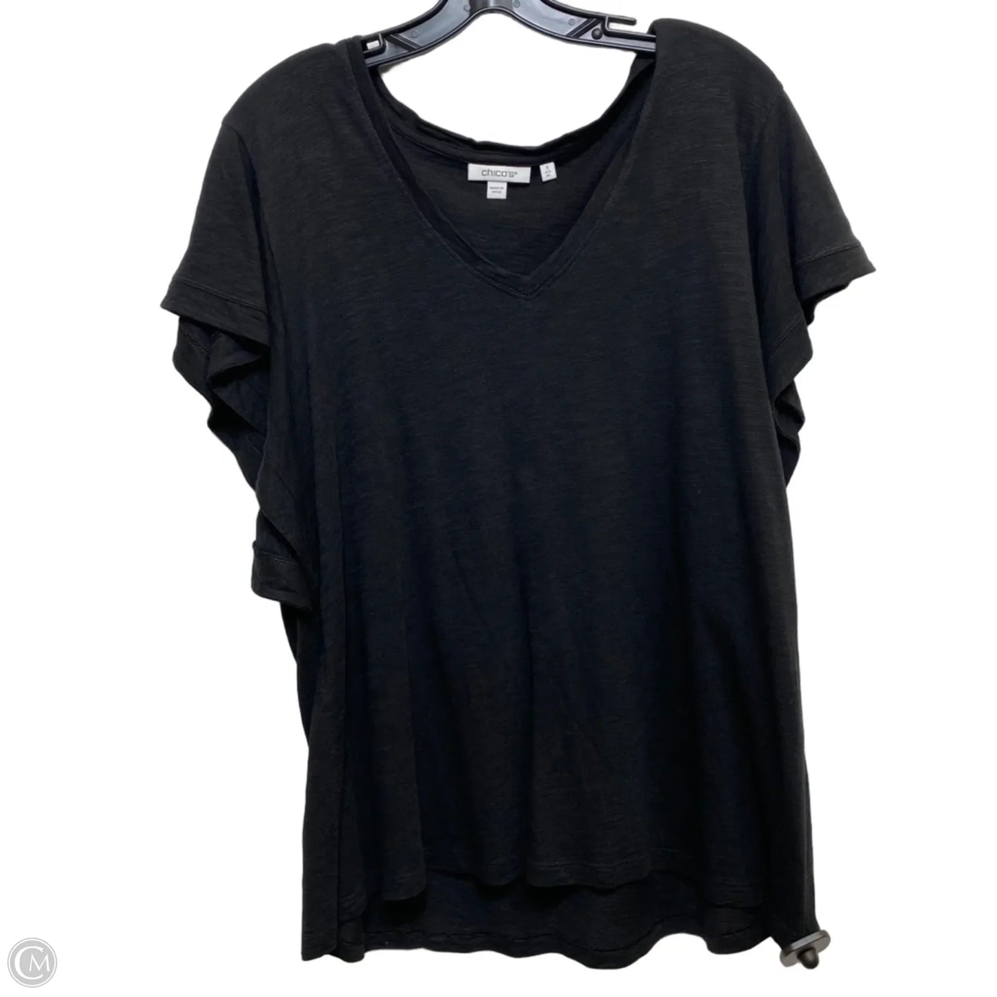 Top Short Sleeve By Chicos In Black, Size: Xl