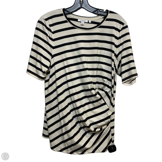 Top Short Sleeve By Chicos In Black & Cream, Size: M