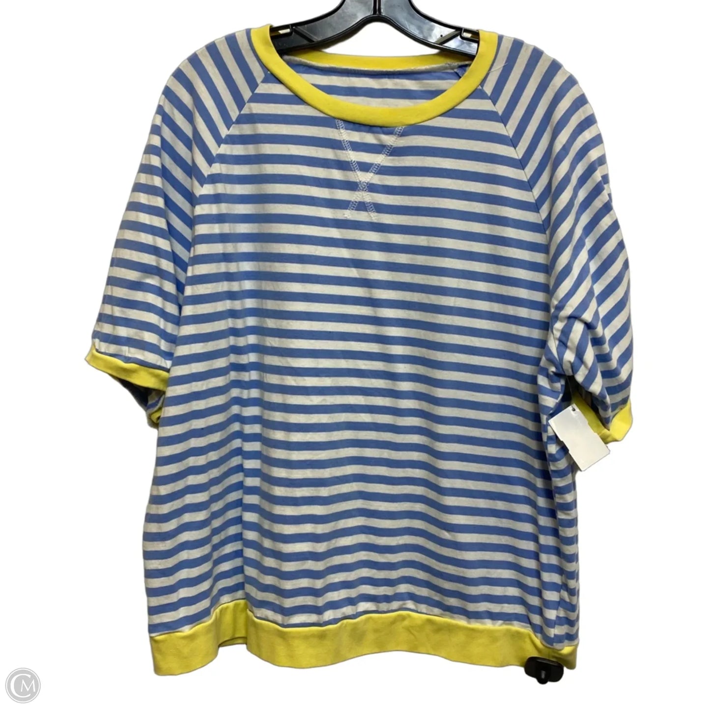 Top Short Sleeve By Clothes Mentor In Blue & White, Size: L