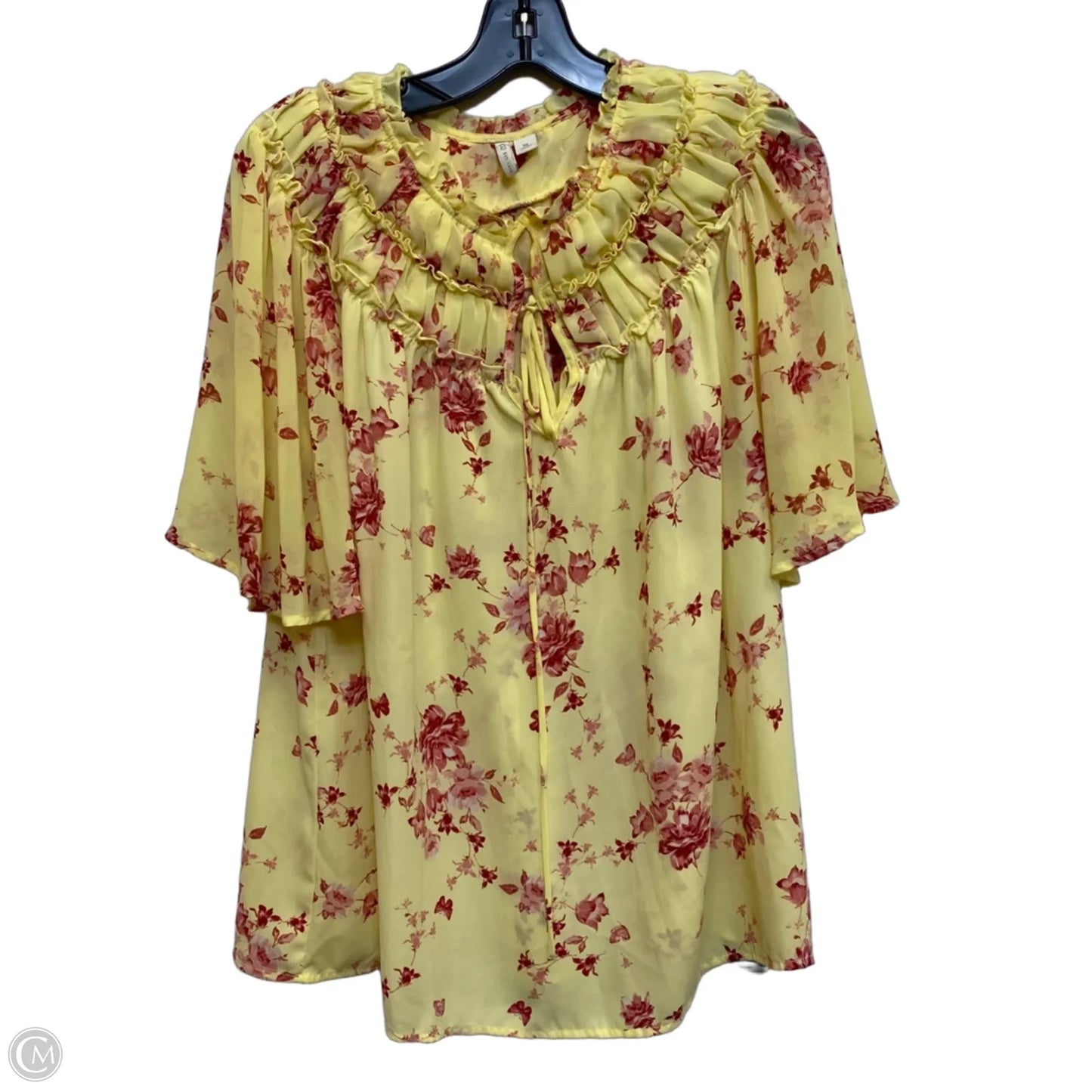 Top Short Sleeve By Cato In Yellow, Size: Xl