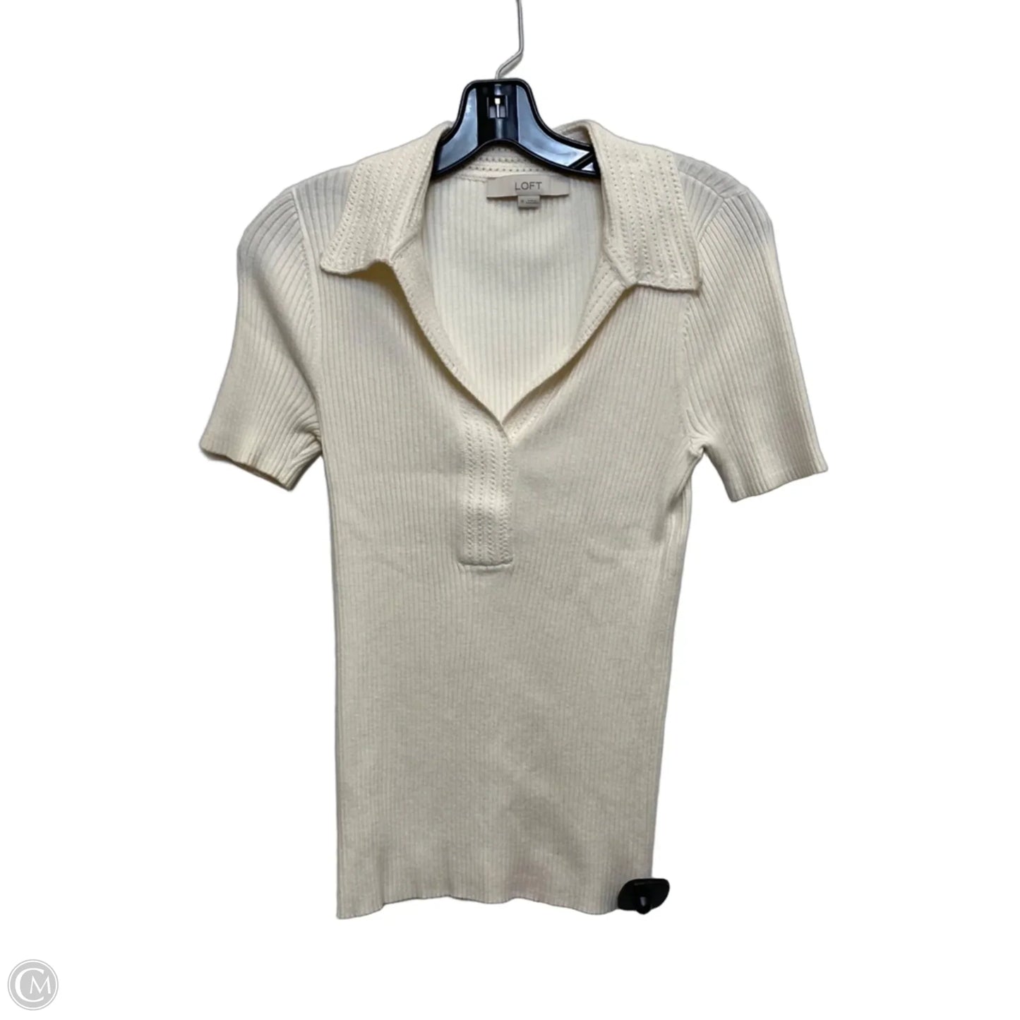 Top Short Sleeve By Loft In Cream, Size: M