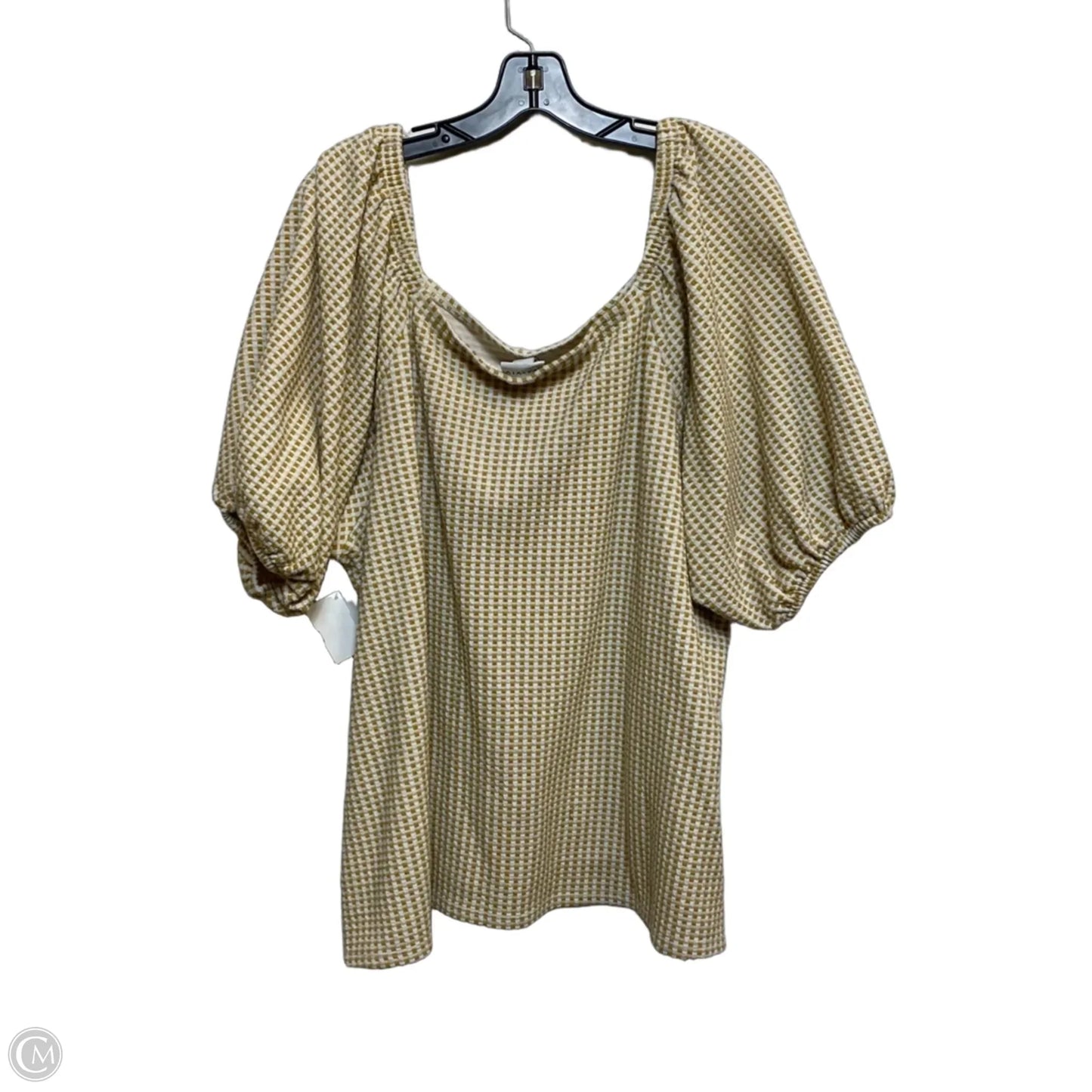 Top Short Sleeve By Ava & Viv In Brown & Cream, Size: 4x