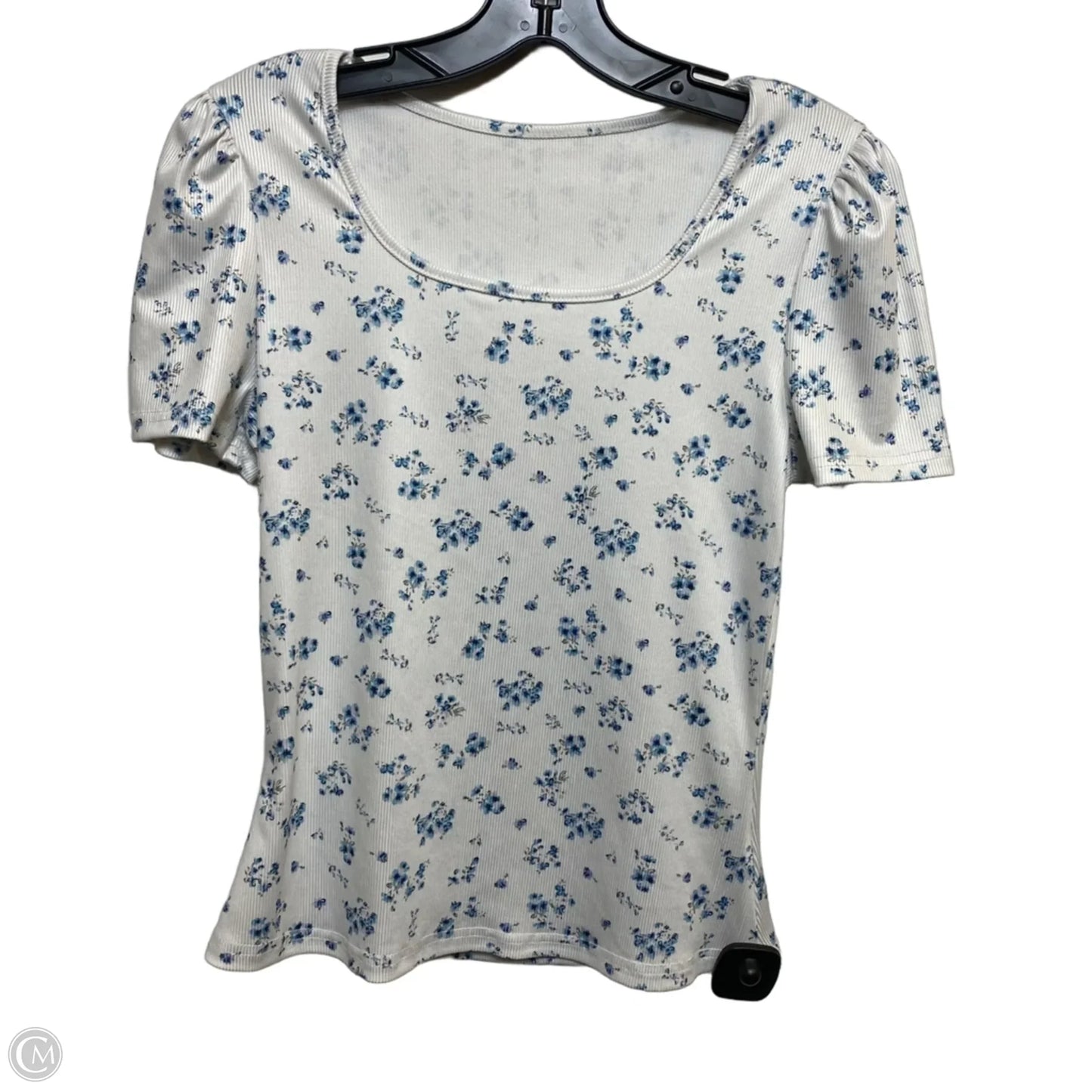 Top Short Sleeve By Shein In Blue & White, Size: S