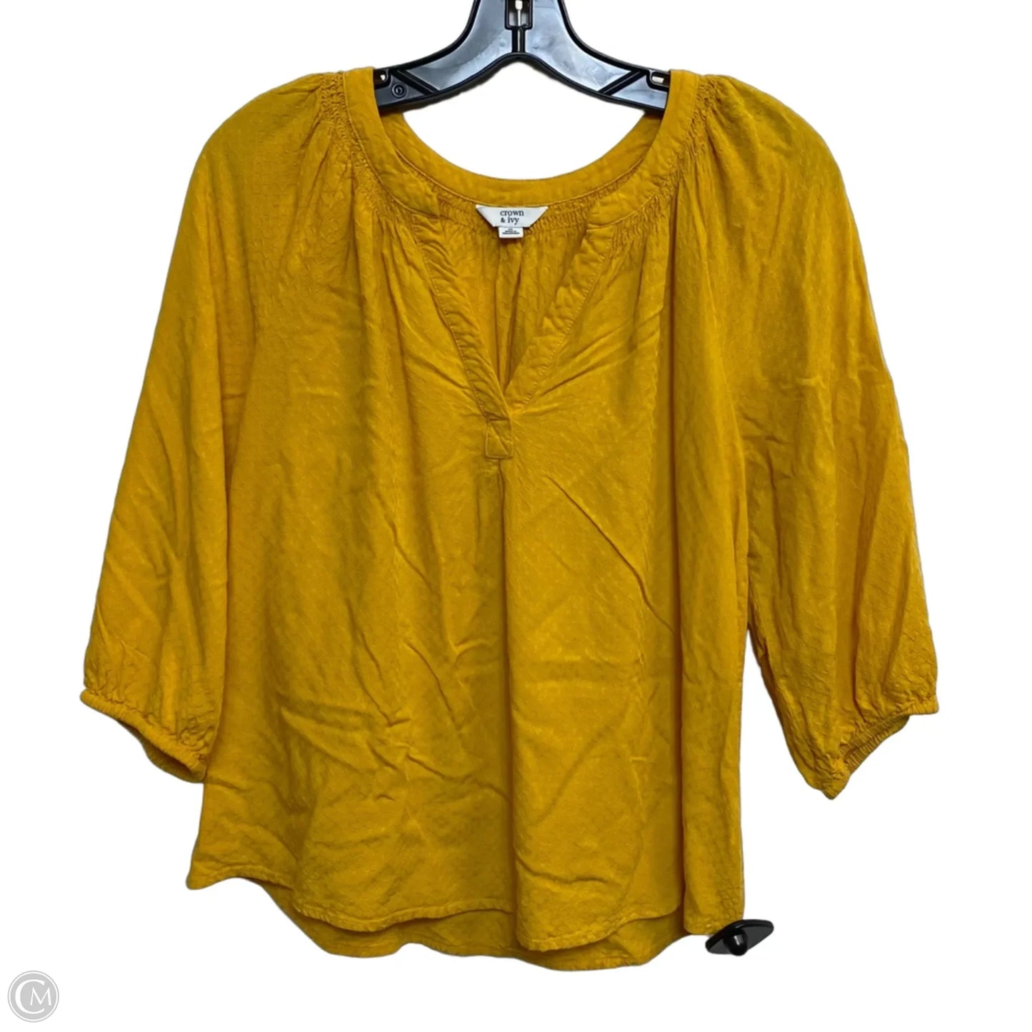 Top 3/4 Sleeve By Crown And Ivy In Yellow, Size: M