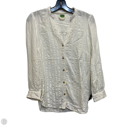 Top Long Sleeve By Anthropologie In White, Size: M