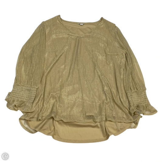 Top Long Sleeve By Cato In Gold, Size: Xl