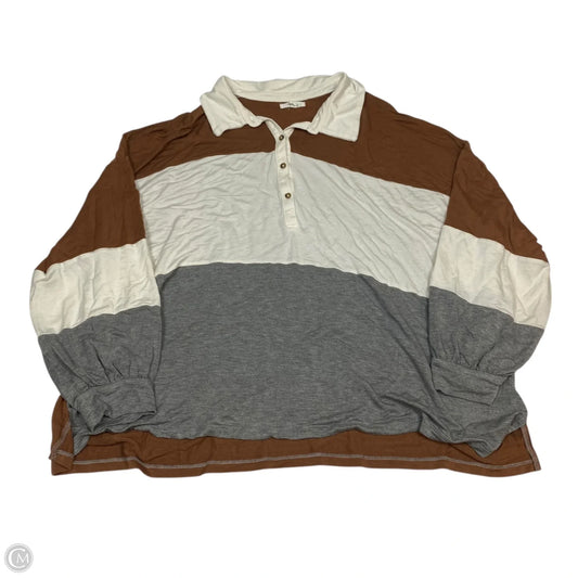 Top Long Sleeve By Maurices In Brown & White, Size: 3x