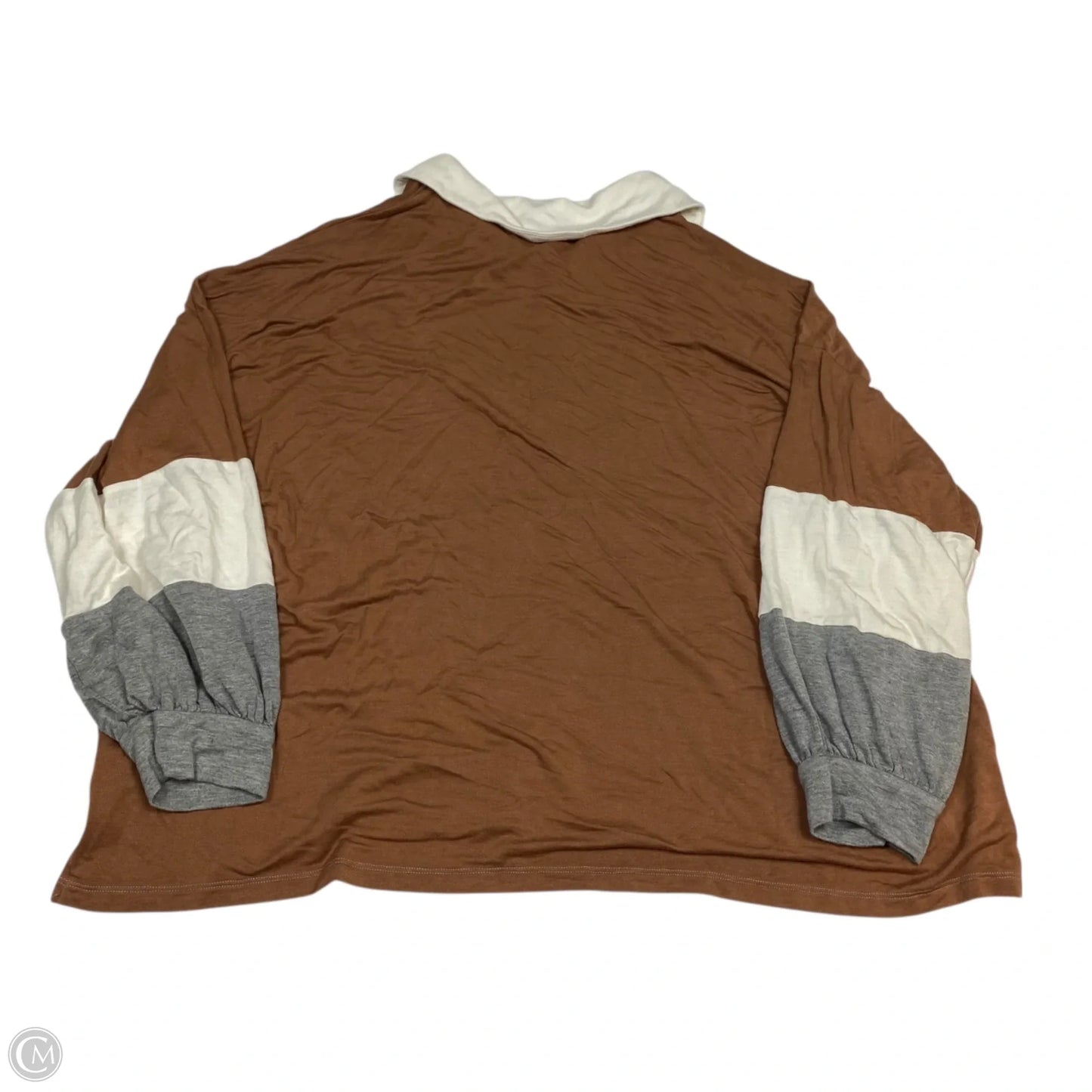 Top Long Sleeve By Maurices In Brown & White, Size: 3x