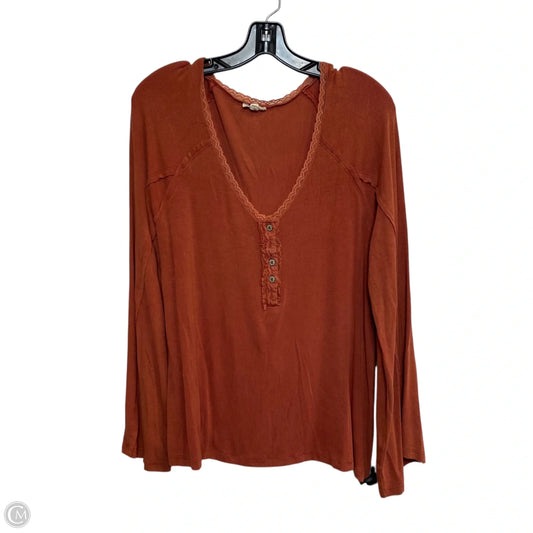 Top Long Sleeve By Pol In Orange, Size: L
