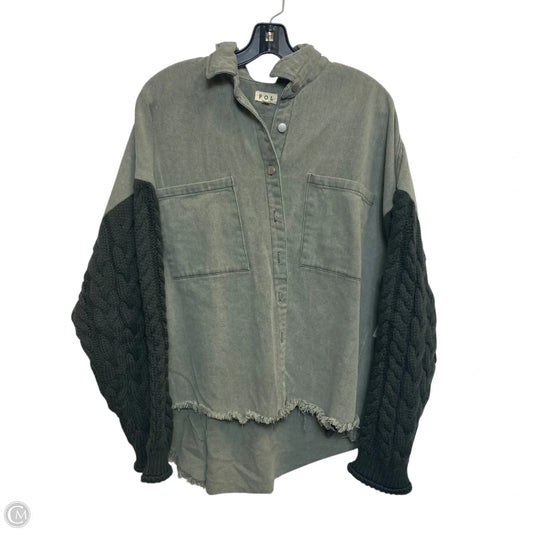 Jacket Shirt By Pol In Grey, Size: M
