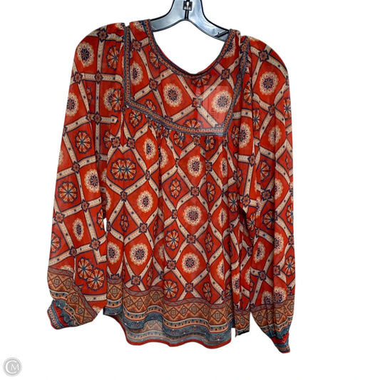 Blouse Long Sleeve By Flying Tomato In Blue & Red, Size: L