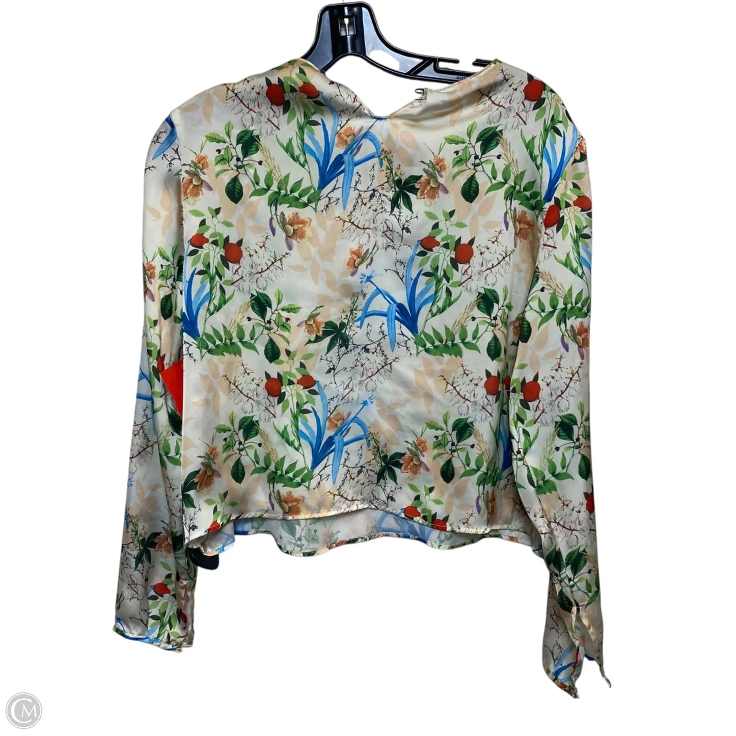 Blouse Long Sleeve By Philosophy In Cream & Green, Size: M