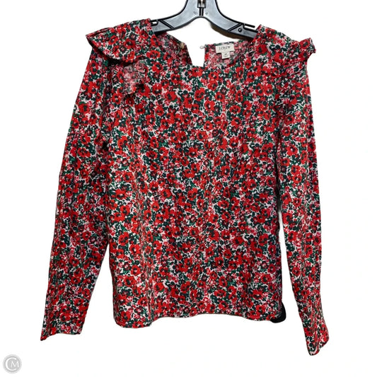 Top Long Sleeve By J. Crew In Green & Red, Size: M