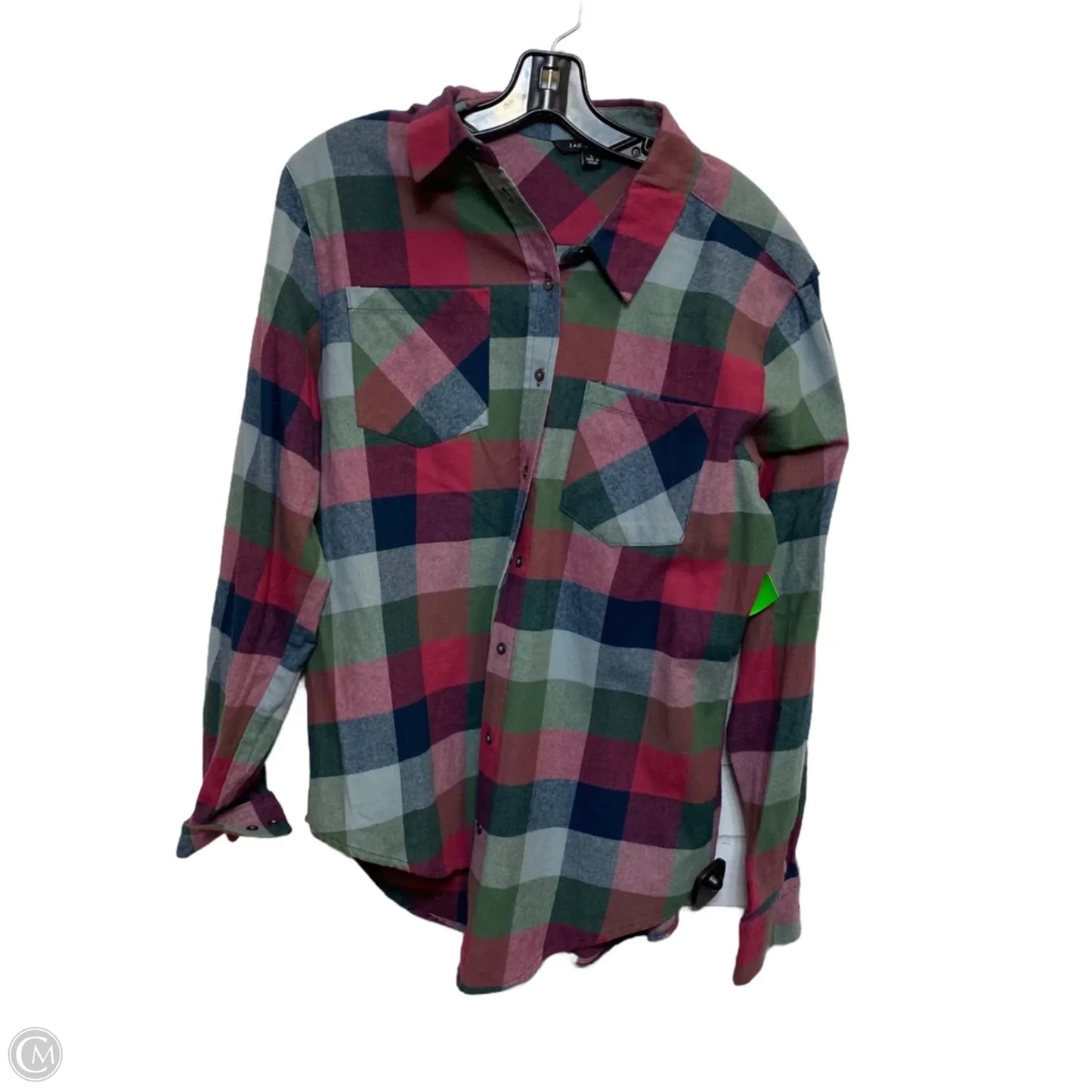 Top Long Sleeve By Zac And Rachel In Green & Red, Size: L