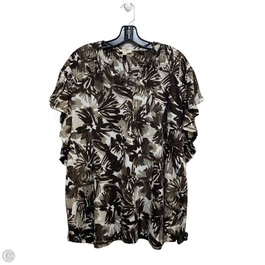 Top Short Sleeve By Como Blu In Brown, Size: 3x