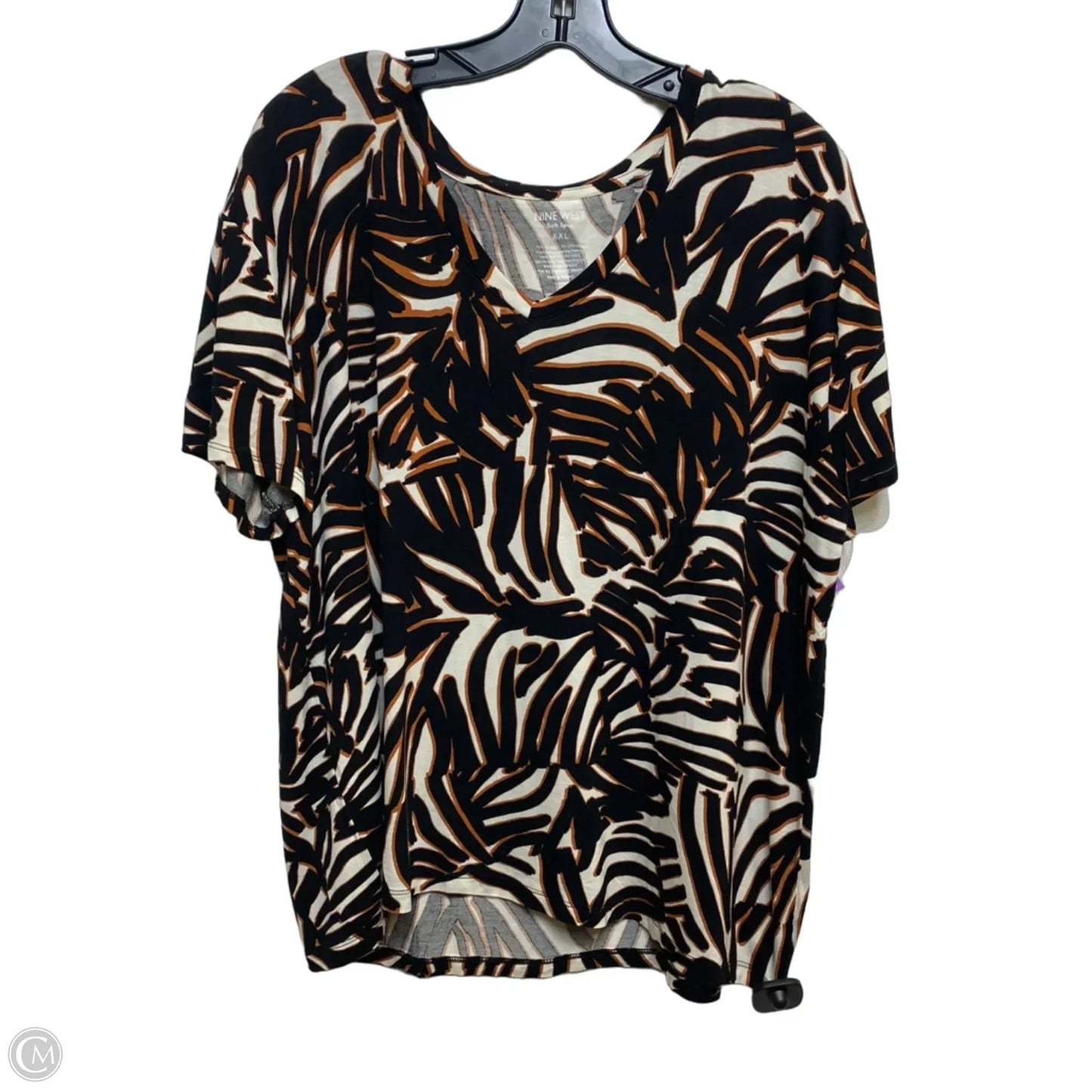 Top Short Sleeve By Nine West In Black & Brown, Size: Xxl