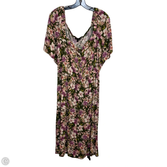 Dress Casual Short By As U Wish In Green & Purple, Size: 4x