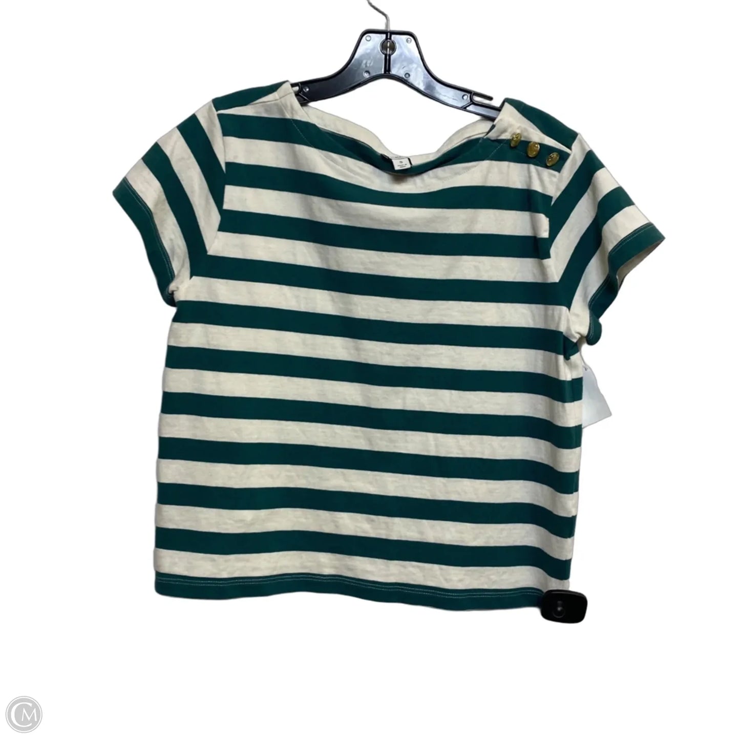 Top Sleeveless By J. Crew In Green & White, Size: S