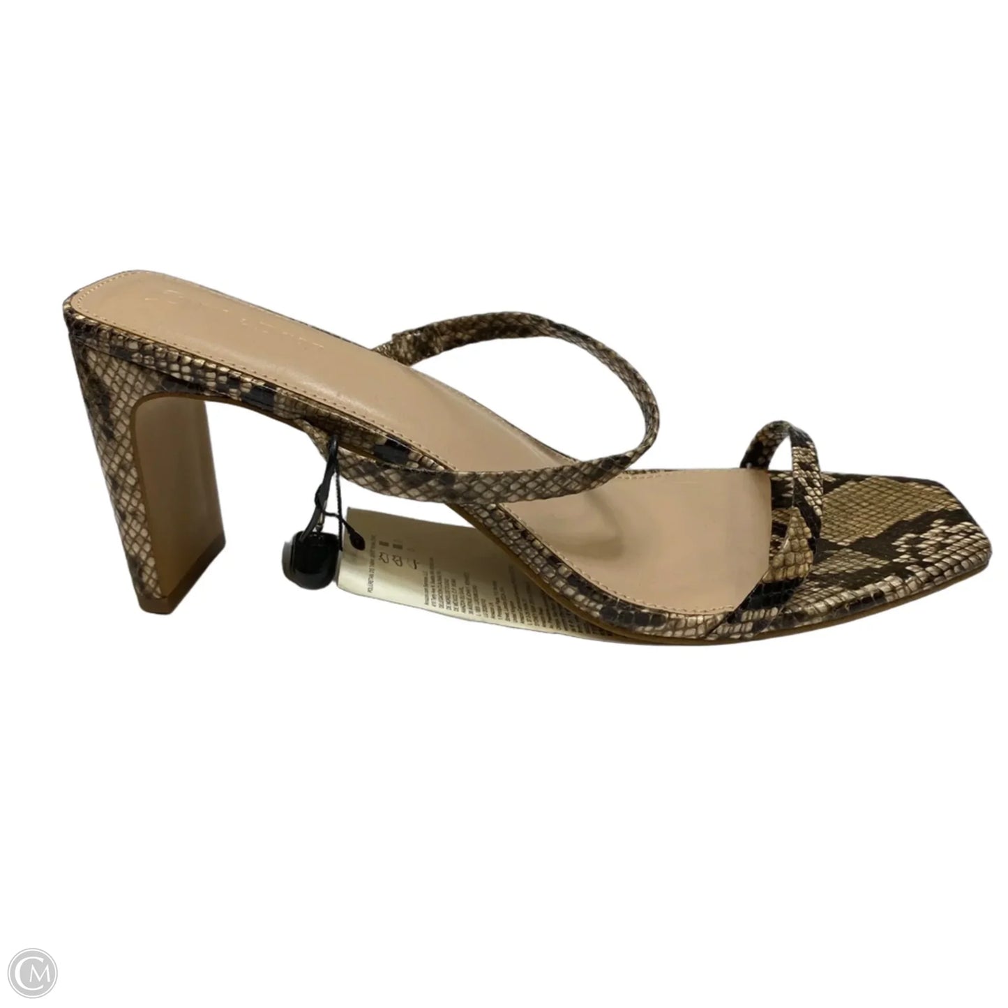 Sandals Heels Block By The Drop In Snakeskin Print, Size: 13