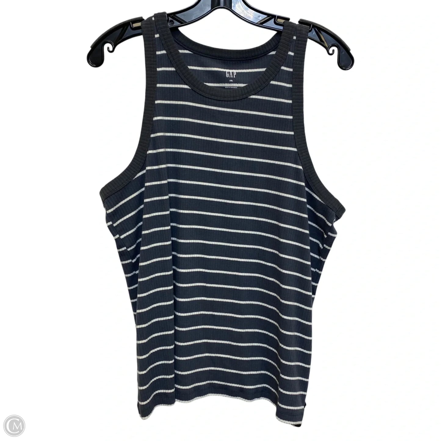 Top Sleeveless By Gap In Grey & White, Size: Xxl