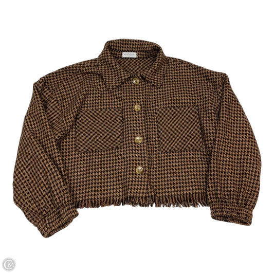 Jacket Shirt By Vestique In Brown, Size: S