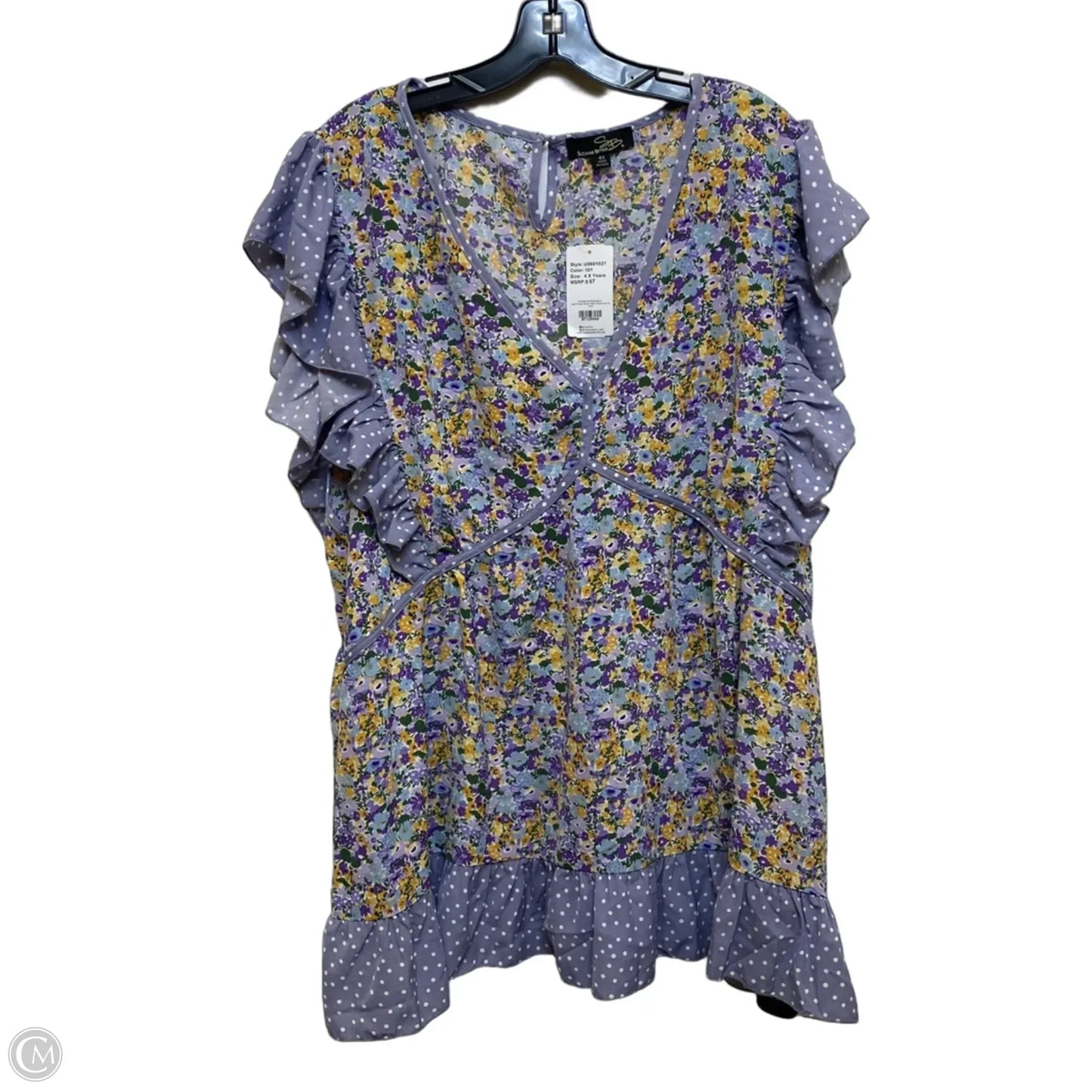 Top Sleeveless By Suzanne Betro In Purple, Size: 4x