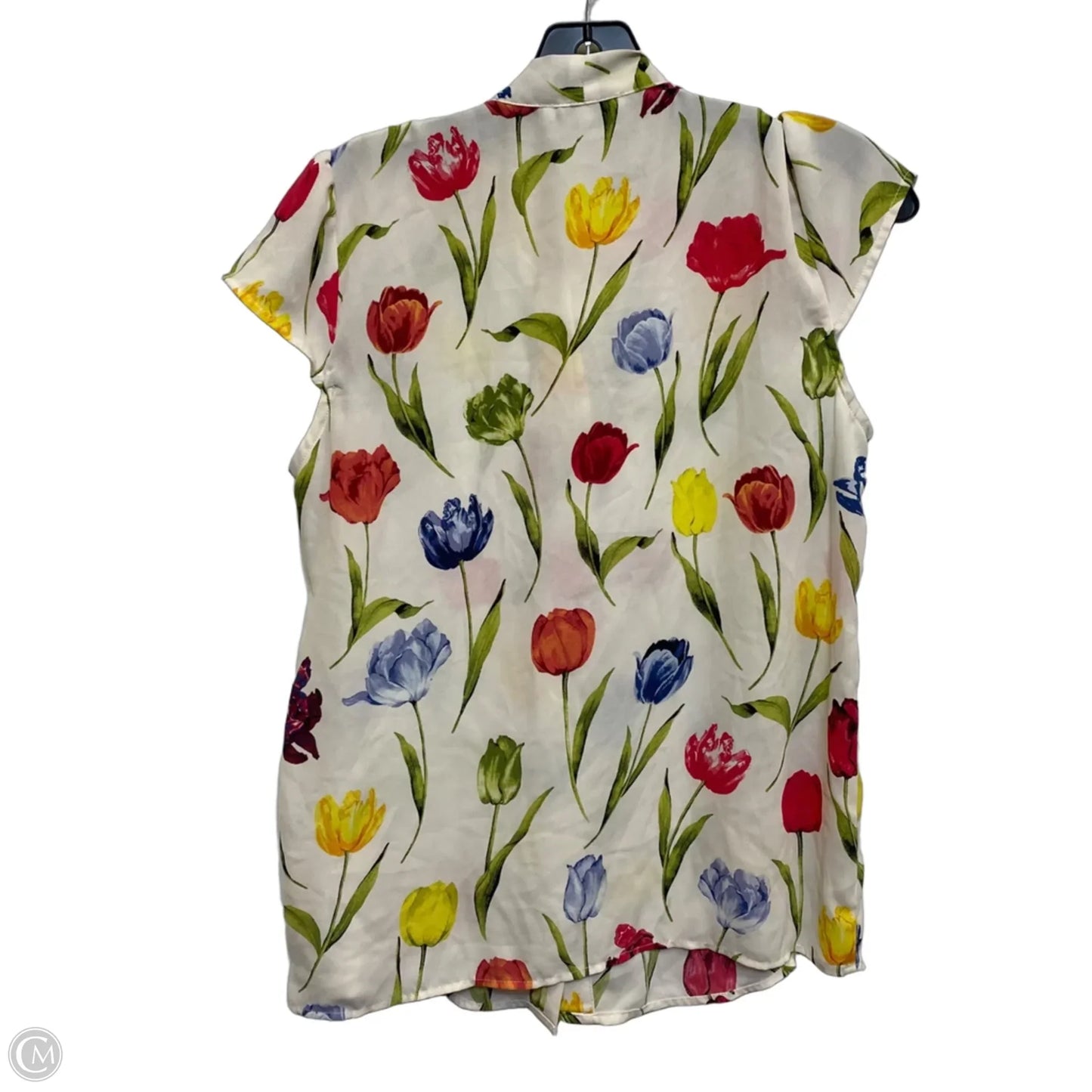 Top Sleeveless By Maison Damelie In Cream & Pink, Size: Xs