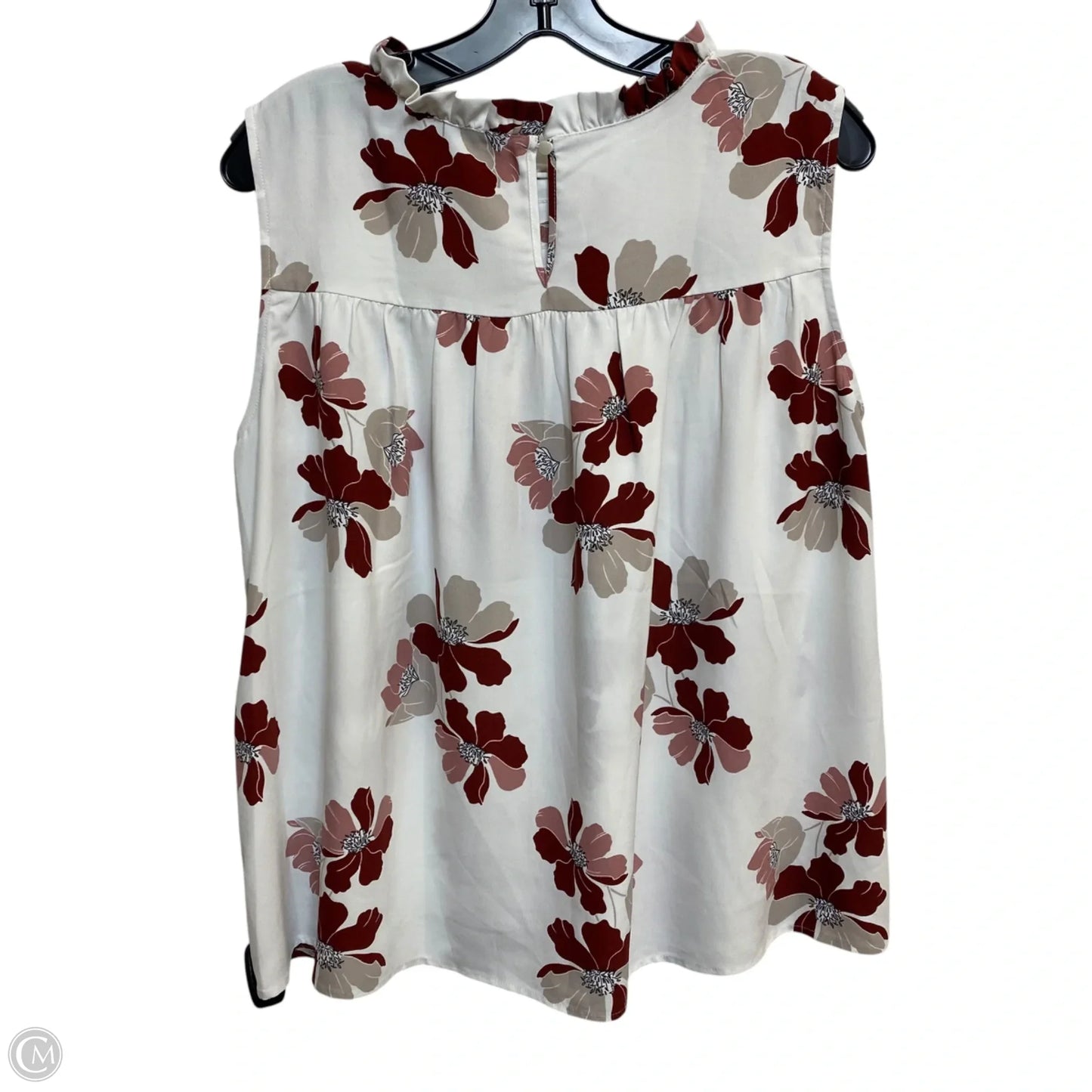 Top Sleeveless By Loft In Red & White, Size: M