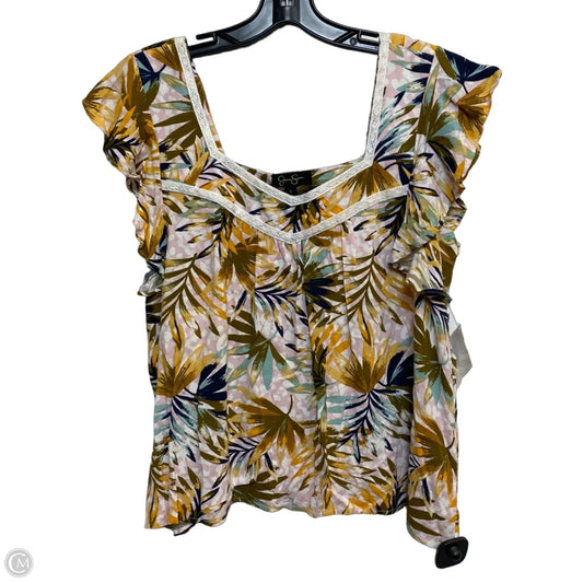 Top Sleeveless By Jessica Simpson In Pink & Yellow, Size: L