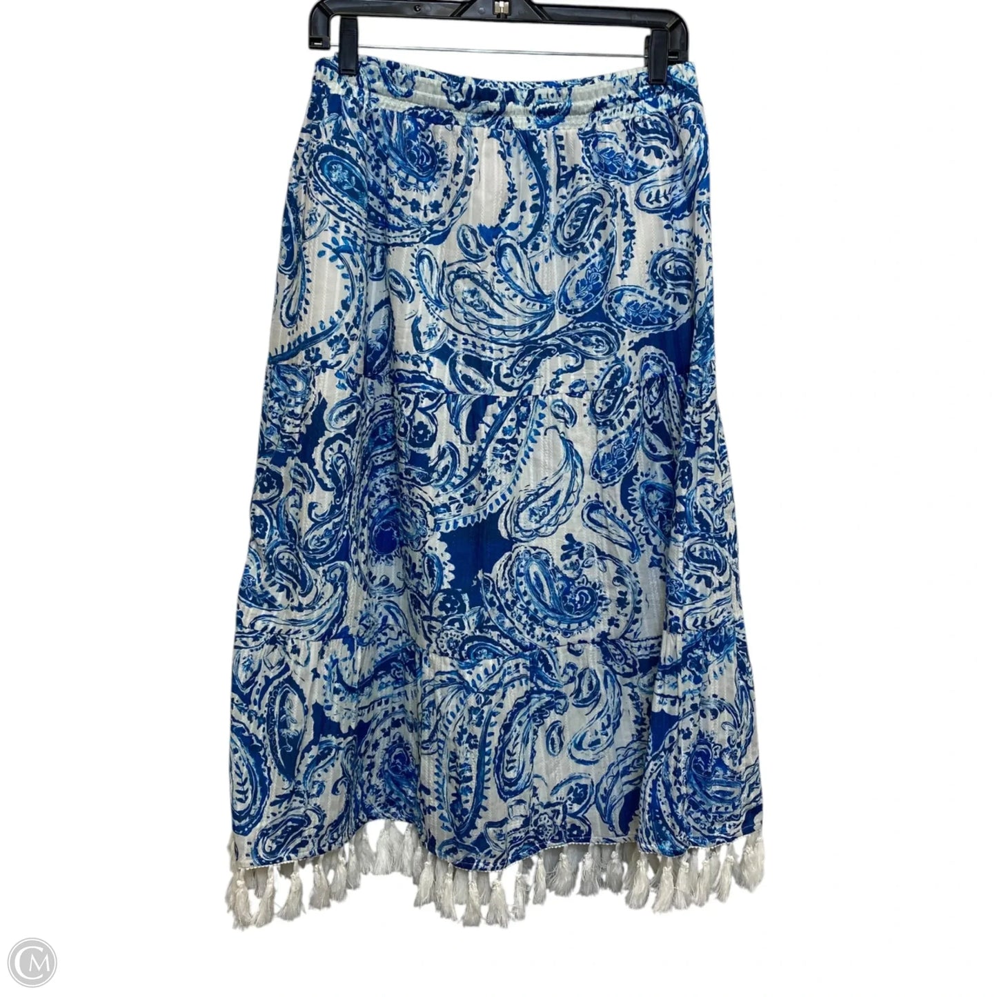 Skirt Midi By Cupio In Blue & White, Size: L