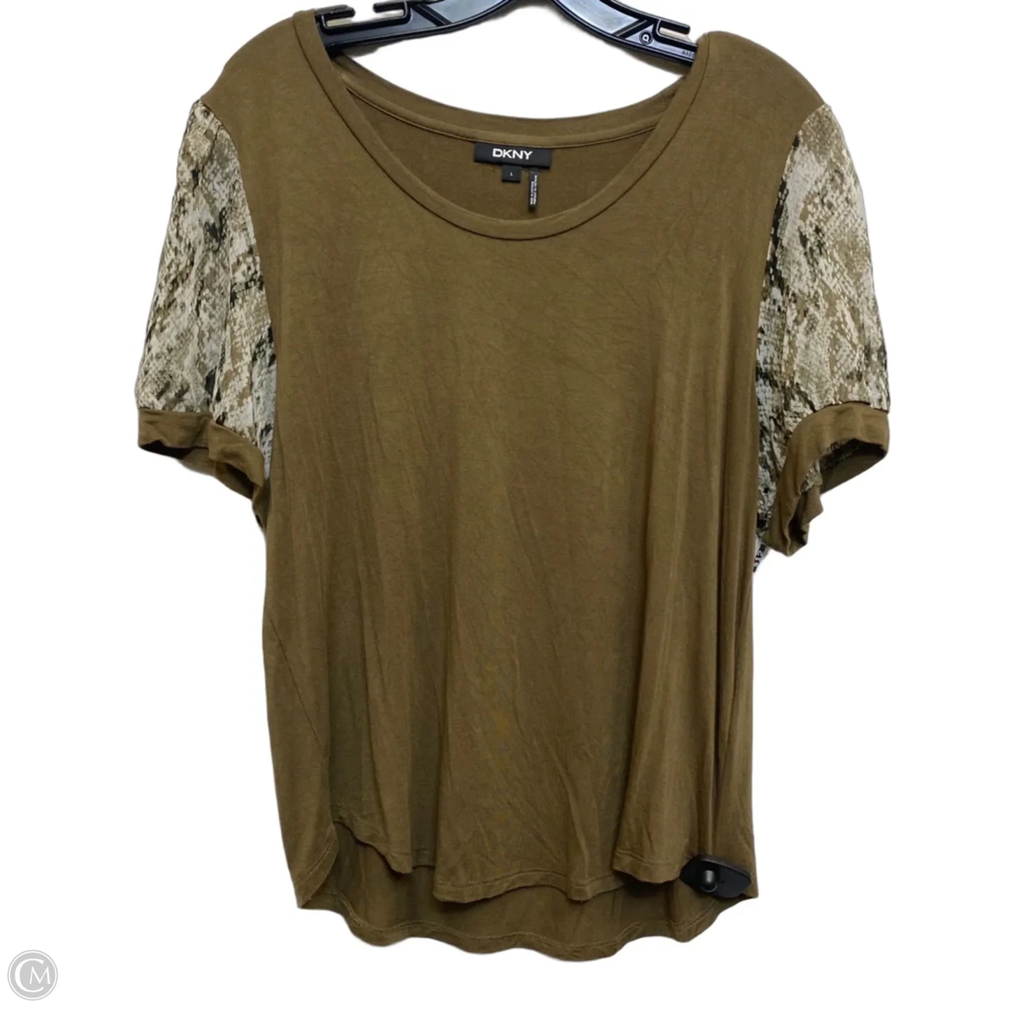 Top Short Sleeve By Dkny In Green, Size: L