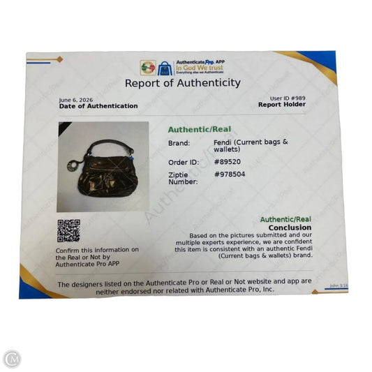 Handbag Luxury Designer By Fendi, Size: Small