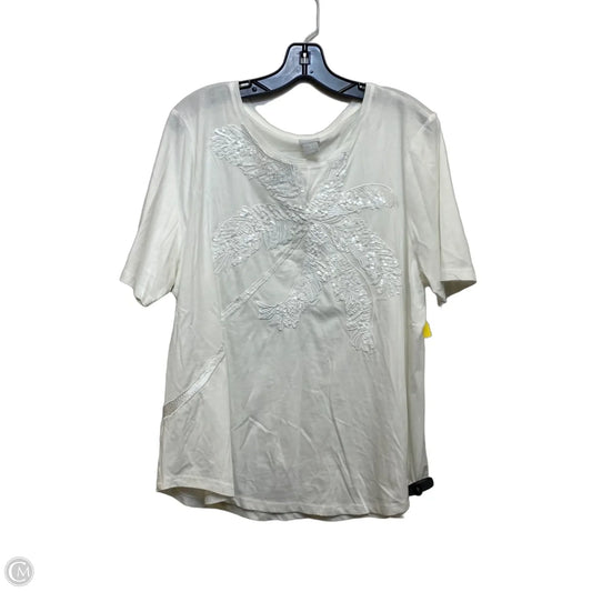 Top Short Sleeve By Chicos In White, Size: Xl
