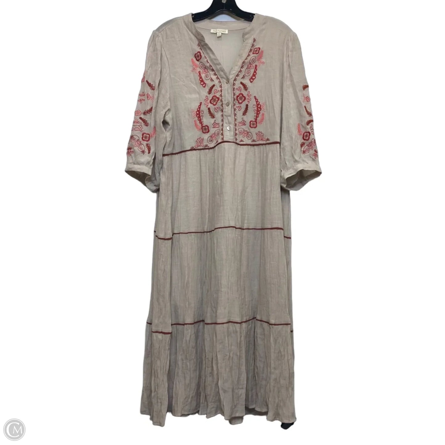Dress Casual Midi By FIG + FLOWER  In Red & Tan, Size: Xl