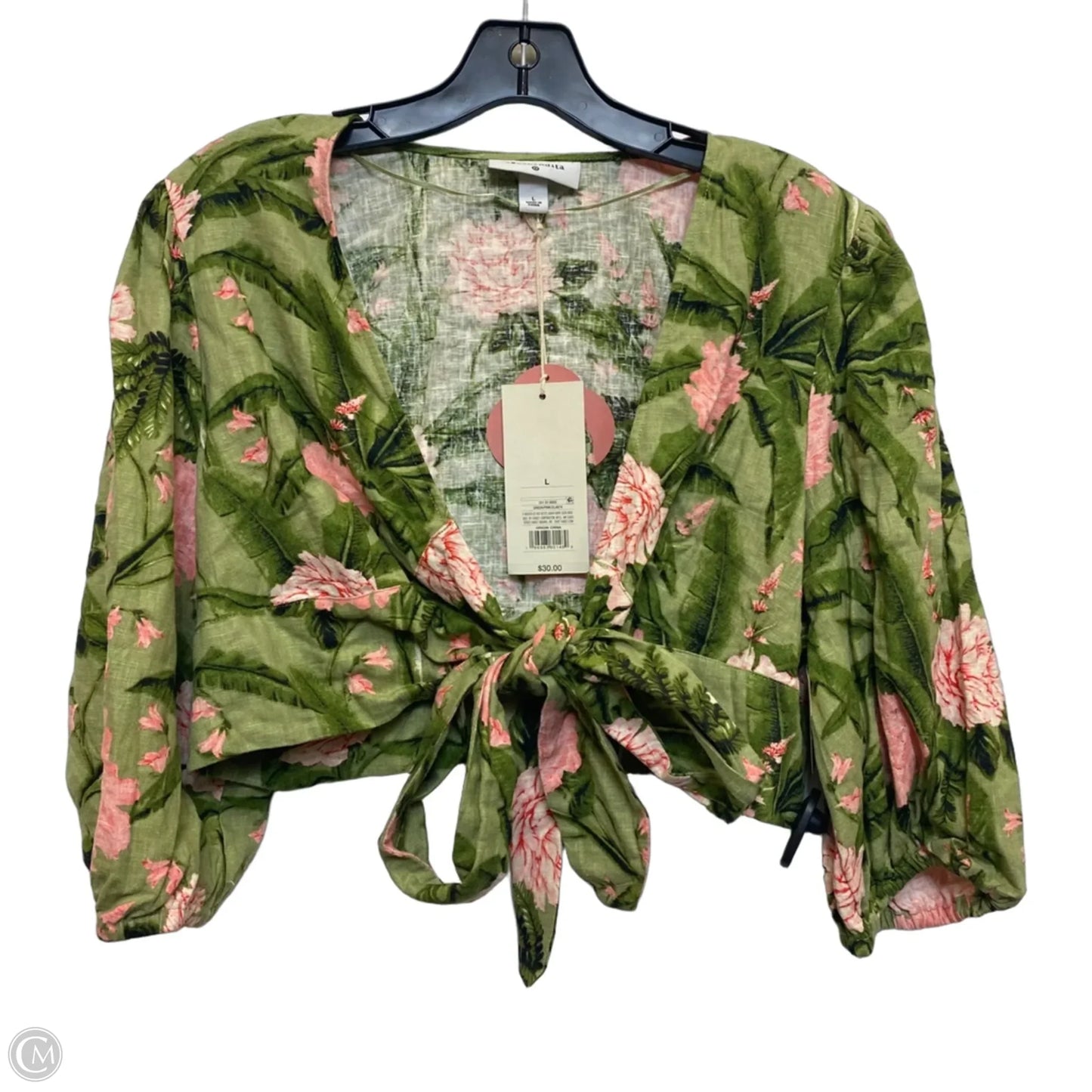 Top Short Sleeve By Agua Bendita In Green, Size: L
