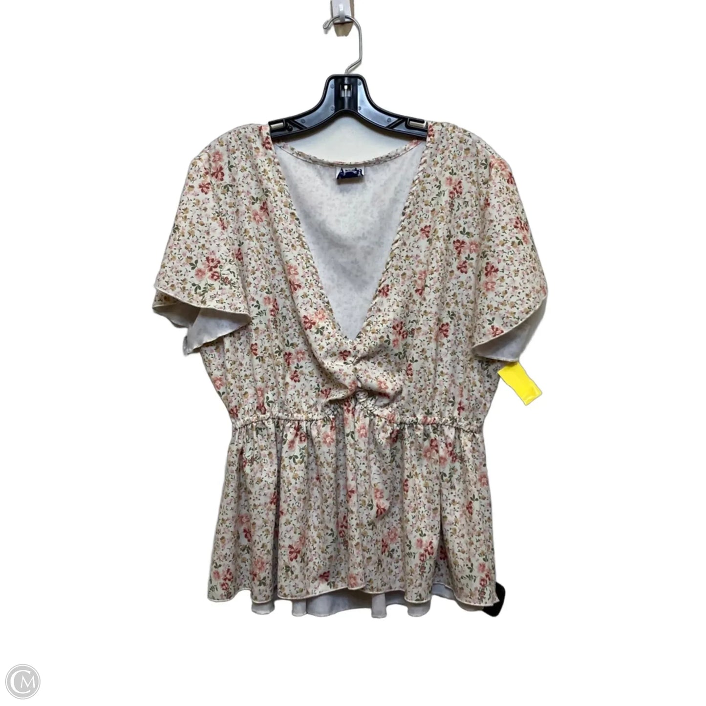 Top Short Sleeve By Arula In Pink & White, Size: Xl
