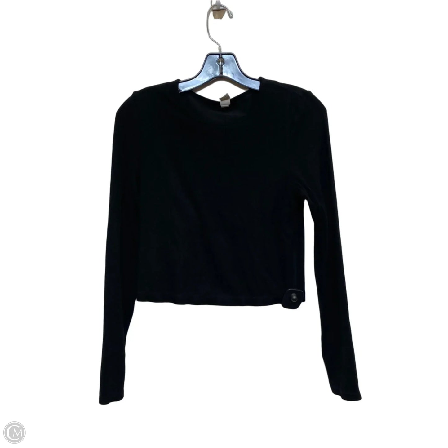 Athletic Top Long Sleeve Collar By Yogalicious In Black, Size: M