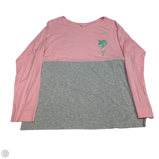 Top Long Sleeve Designer By Lilly Pulitzer In Grey & Pink, Size: L